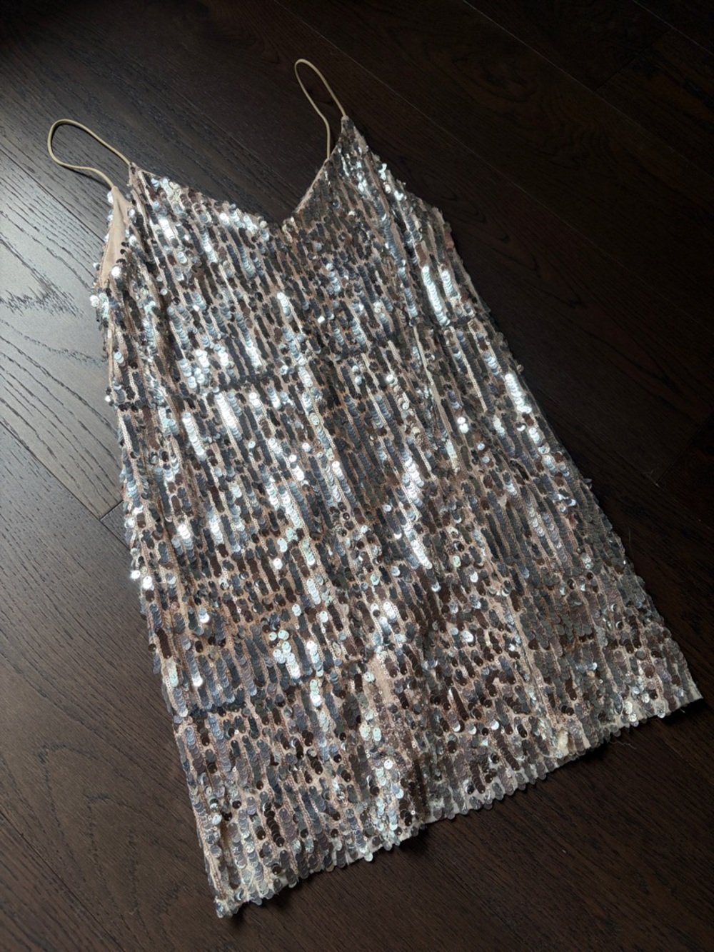 L'ATISTE Champagne Sequin Slip Dress